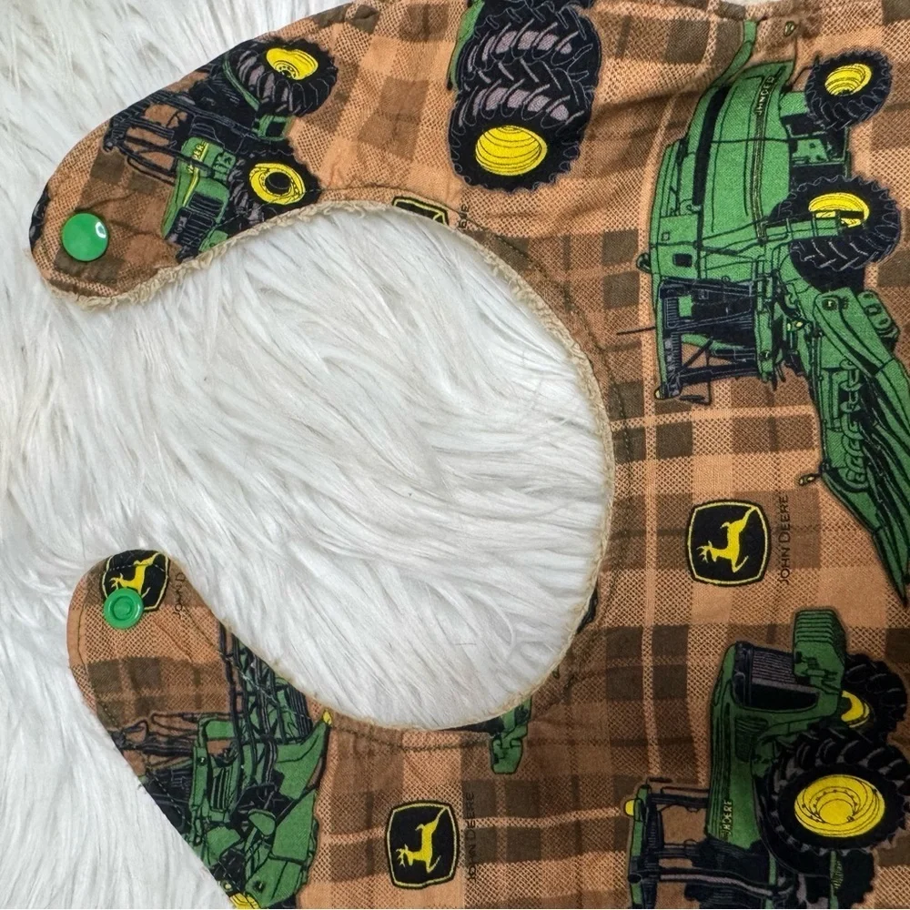 John Deere Green and Brown Kids Bib